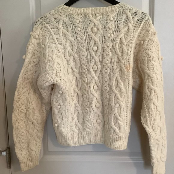All Week Long Vintage Cardigan 100% wool Women's one size cable knit - Picture 4 of 7